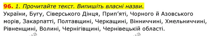 96. 1. Прочитайте текст. Випишіть власні назви. — ГДЗ Відповіді Українська мова 6 клас Єрмоленко