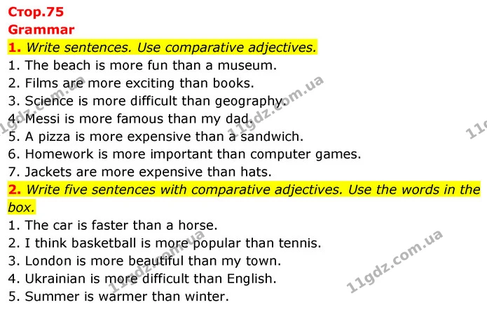 1. Write sentences. Use comparative adjectives. — ГДЗ Робочий зошит Англійська мова 5 клас Коста (prepare 5)