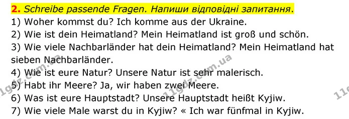 2. Schreibe passende Fragen. Напиши відповідні запитання. — ГДЗ Робочий зошит Німецька мова 6 клас Гоголєва