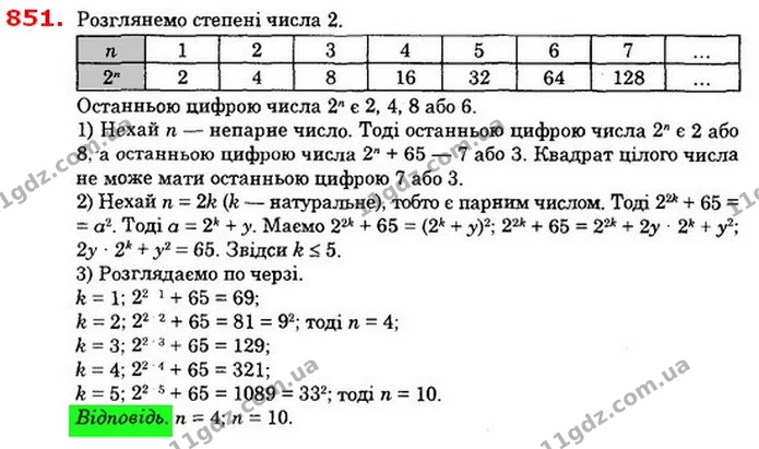851. (XV Всеукраїнська олімпіада, 1975 р.) При яких натуральних — ГДЗ Алгебра 8 клас Істер 2021