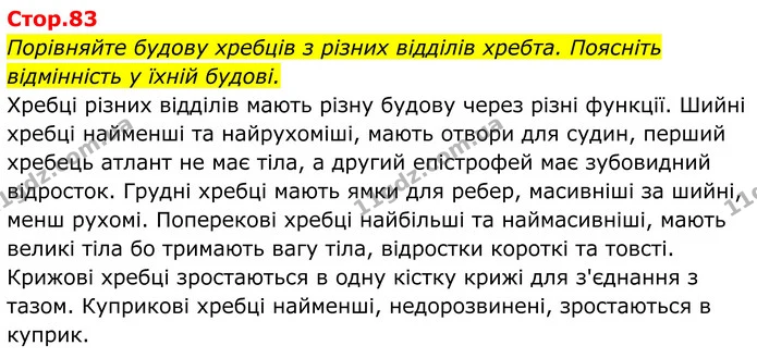 Стор. 83 — 1 — ГДЗ Біологія 8 клас Балан — ГДЗ Біологія 8 клас Балан