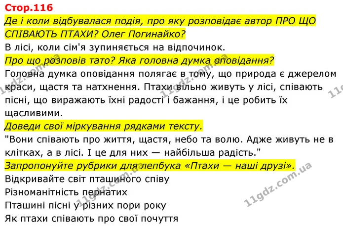 Де і коли відбувалася подія, про яку розповідає автор ПРО ЩО СПІВАЮТЬ ПТАХИ? Олег Погинайко? — ГДЗ Українська мова та читання 4 клас Савчук