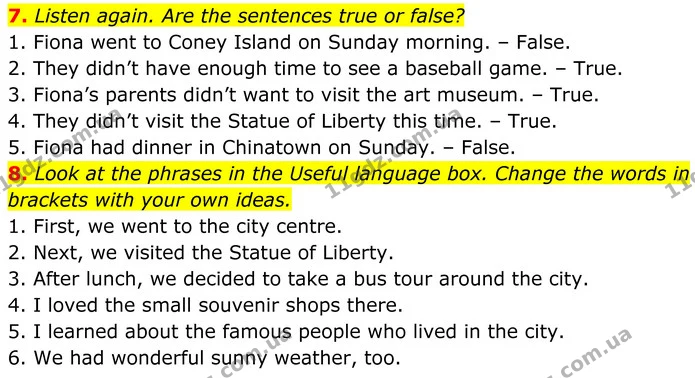 7. Listen again. Are the sentences true or false? — ГДЗ Англійська мова 8 клас Стайрінг (Prepare)