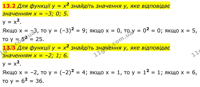13.2 Для функції у = x2 знайдіть значення у, яке відповідає — ГДЗ Алгебра 8 клас Істер