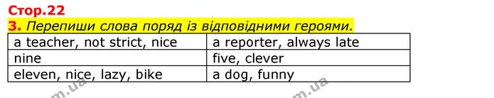 3. Перепиши слова поряд із відповідними героями. — ГДЗ Зошит Англійська мова 3 клас Карпюк