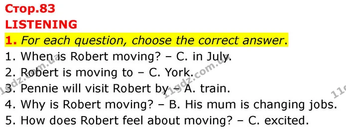 1. For each question, choose the correct answer. — ГДЗ робочий зошит Англійська мова 7 клас Prepare