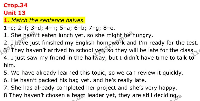 1. Match the sentence halves. — ГДЗ зошит Grammar Англійська мова 8 клас Prepare 2025