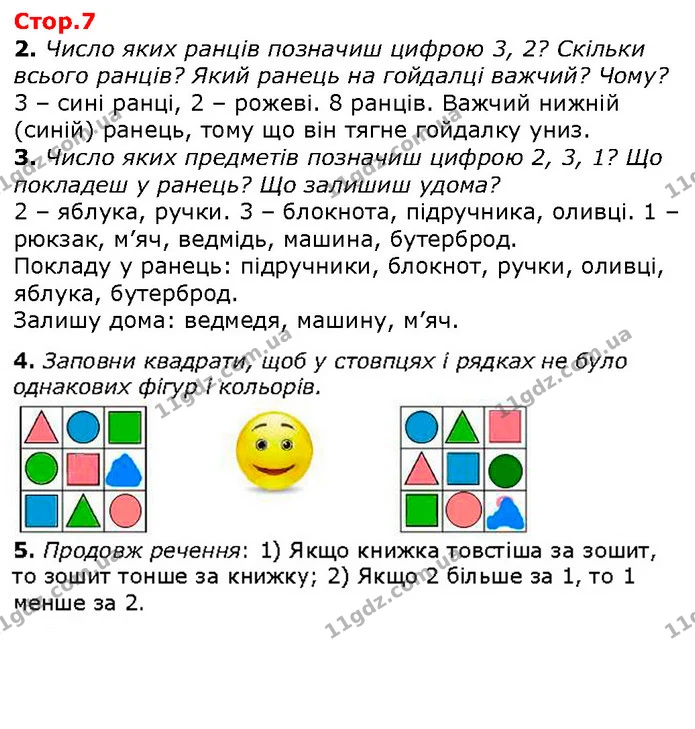 2. Число яких ранців позначиш цифрою 3, 2? Скільки всього ранців? Який ранець на гойдалці важчий? Чому? — ГДЗ Математика 1 клас Лишенко 2018