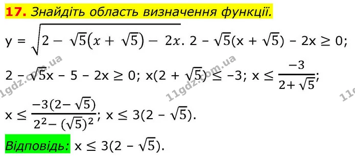 17. Знайдіть область визначення функції. — ГДЗ Алгебра 9 клас Істер