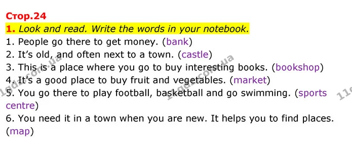 1. Look and read. Write the words in your notebook. — ГДЗ Англійська мова 4 клас Пухта