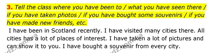 3. Tell the class where you have been to / what you have seen there / if you have taken photos / if you have bought some souvenirs / if — ГДЗ Англійська мова 6 клас Карпюк 2023