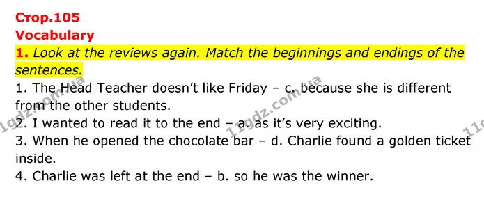 1. Look at the reviews again. Match the beginnings and endings of the sentences. — ГДЗ Англійська мова 6 клас Коста (Prepare 6)
