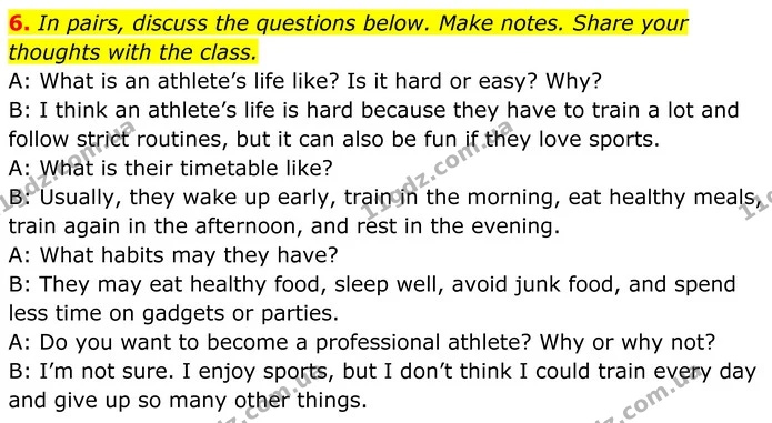 6. In pairs, discuss the questions below. Make notes. Share your thoughts with the class. — ГДЗ Англійська мова 8 клас Карпюк 2025