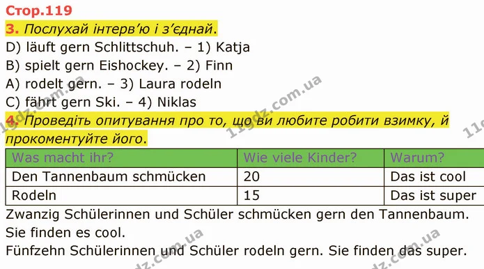 3. Послухай інтерв’ю і з’єднай. — ГДЗ Німецька мова 3 клас Сотникова