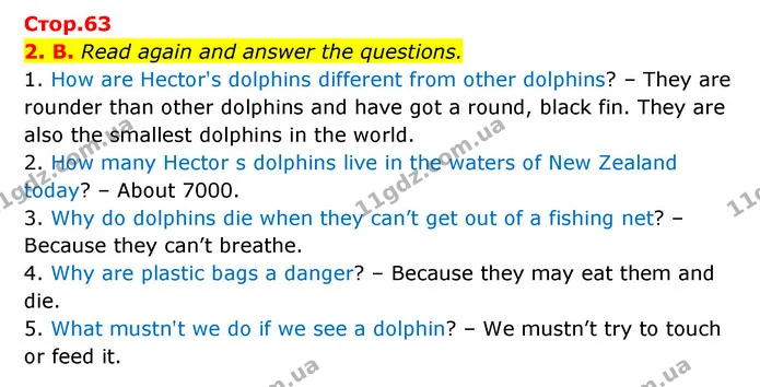 2. B. Read again and answer the questions. — ГДЗ Англійська мова 6 клас Мітчелл