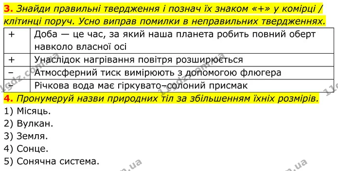 2. З–поміж наведених тіл і речовин вибери й підкресли червоним назви складників літосфери, а синім — складників гідросфери: — ГДЗ робочий зошит Пізнаємо природу 5 клас Коршевнюк