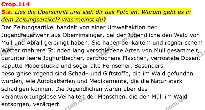 5.a. Lies die Überschrift und sieh dir das Foto an. Worum geht es in dem Zeitungsartikel? Was meinst du? — ГДЗ Німецька мова 7 клас Басай