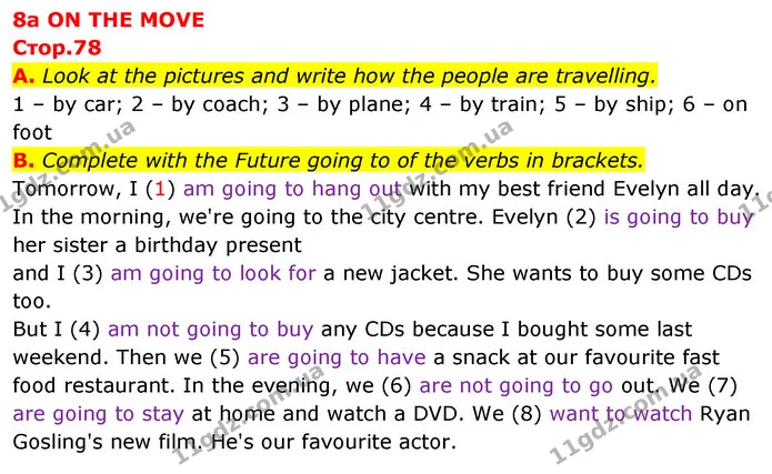 A. Look at the pictures and write how the people are travelling. — ГДЗ зошит Англійська мова 5 клас Мітчелл