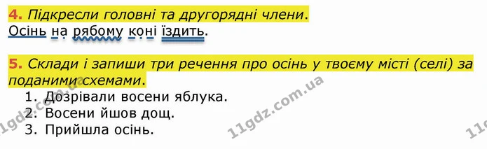 4. Підкресли головні та другорядні члени. — ГДЗ Українська мова 4 клас Вашуленко 2021 (1 частина)