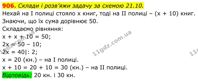 906. Склади і розв’яжи задачу за схемою 21.10. — ГДЗ Алгебра 7 клас Бевз