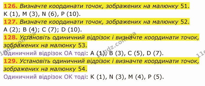126. Визначте координати точок, зображених на малюнку 51. — ГДЗ Математика 5 клас Тарасенкова 2022