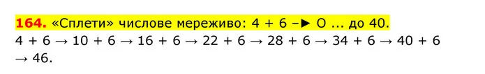 164. «Сплети» числове мереживо: 4 + 6 → O ... до 40. — ГДЗ Математика 3 клас Будна 1-2 ч.