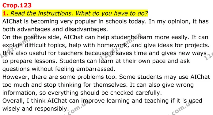 1. Read the instructions. What do you have to do? — ГДЗ Англійська мова 8 клас Стайрінг (Prepare)