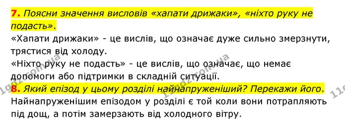 7. Поясни значення висловів «хапати дрижаки», «ніхто руку не подасть». — ГДЗ Українська література 6 клас Коваленко 2023