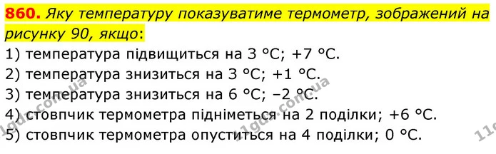 860. Яку температуру показуватиме термометр, зображений на рисунку 90, якщо: — ГДЗ Математика 6 клас Кравчук 2023
