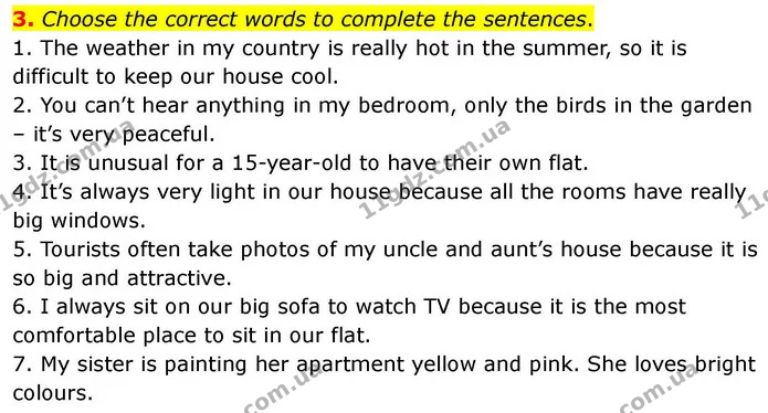 3. Choose the correct words to complete the sentences. — ГДЗ робочий зошит Англійська мова 7 клас Prepare