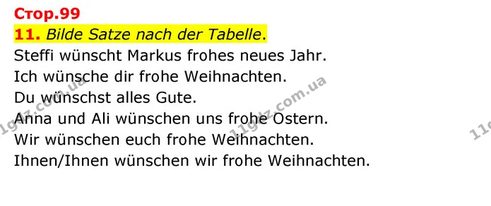11. Bilde Satze nach der Tabelle. — ГДЗ Німецька мова 6 клас Басай (2023)