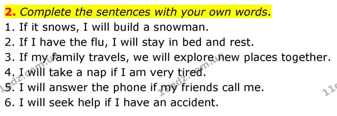 2. Complete the sentences with your own words. — ГДЗ зошит grammar Англійська мова 7 клас Карпюк