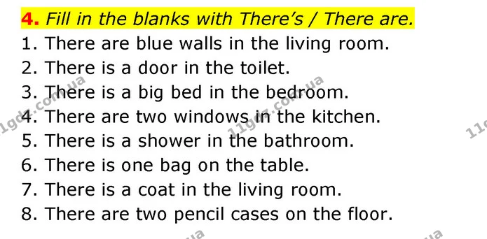 4. Fill in the blanks with There’s / There are. — ГДЗ Робочий зошит Англійська мова 5 клас Косован (Дж. Коста)