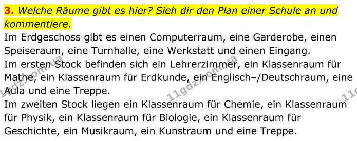 3. Welche Räume gibt es hier? Sieh dir den Plan einer Schule an und kommentiere. — ГДЗ Німецька мова 8 клас Сотникова (2025) 4 рік