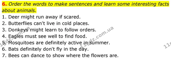 6. Order the words to make sentences and learn some interesting facts about animals. — ГДЗ зошит Grammar Англійська мова 8 клас Prepare 2025