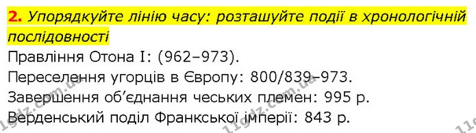 2. Упорядкуйте лінію часу: розташуйте події в хронологічній послідовності — ГДЗ Всесвітня історія 7 клас Щупак