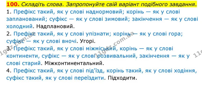 100. Складіть слова. Запропонуйте свій варіант подібного завдання. — ГДЗ Українська мова 6 клас Голуб 2023