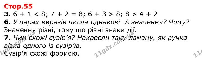 3. 6 + 1 < 8; 7 + 2 = 8; 6 + 3 > 8; 8 > 4 + 2 — ГДЗ Математика 1 клас Лишенко 2018
