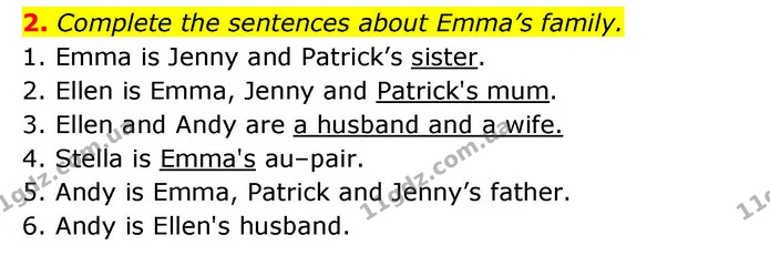 2. Complete the sentences about Emma’s family. — ГДЗ Робочий зошит Англійська мова 6 клас Карпюк
