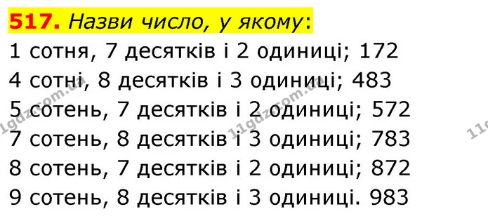 517. Назви число, у якому: — ГДЗ Математика 3 клас Листопад 1-2 ч.