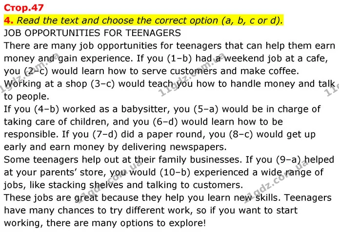 4. Read the text and choose the correct option (a, b, c or d). — ГДЗ зошит Grammar Англійська мова 8 клас Prepare 2025