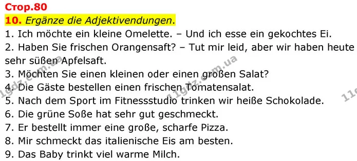 10. Ergänze die Adjektivendungen. — ГДЗ робочий зошит Німецька мова 8 клас Басай