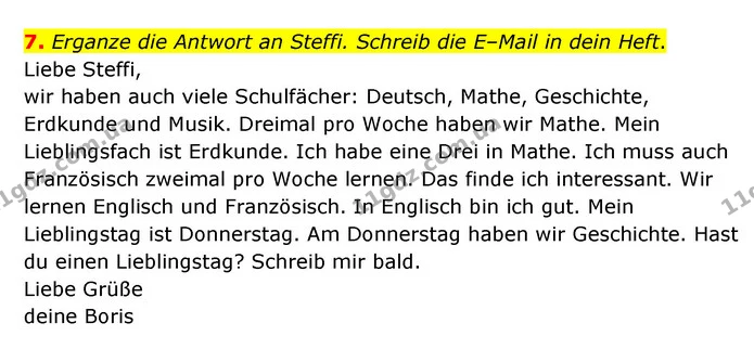 7. Erganze die Antwort an Steffi. Schreib die E–Mail in dein Heft. — ГДЗ Німецька мова 6 клас Басай (2023)