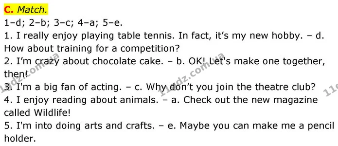 C. Match. — ГДЗ робочий зошит Англійська мова 7 клас Мітчелл