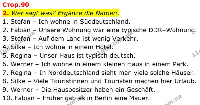 2. Wer sagt was? Ergänze die Namen. — ГДЗ Німецька мова 7 клас Басай