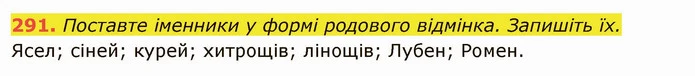 291. Поставте іменники у формі родового відмінка. Запишіть їх. — ГДЗ Українська мова 6 клас Глазова