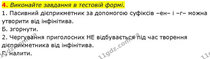 4. Виконайте завдання в тестовій формі. — ГДЗ Українська мова 7 клас Авраменко
