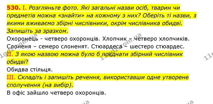 530. І. Розгляньте фото. Які загальні назви осіб, тварин чи предметів можна «знайти» на кожному з них? Оберіть ті назви, з якими — ГДЗ Українська мова 6 клас Заболотний 2023