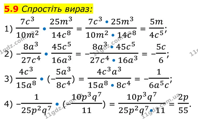 5.9 Спростіть вираз: — ГДЗ Алгебра 8 клас Істер