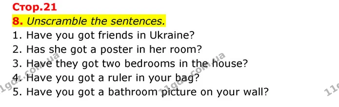 8. Unscramble the sentences. — ГДЗ Робочий зошит Англійська мова 5 клас Косован (Дж. Коста)